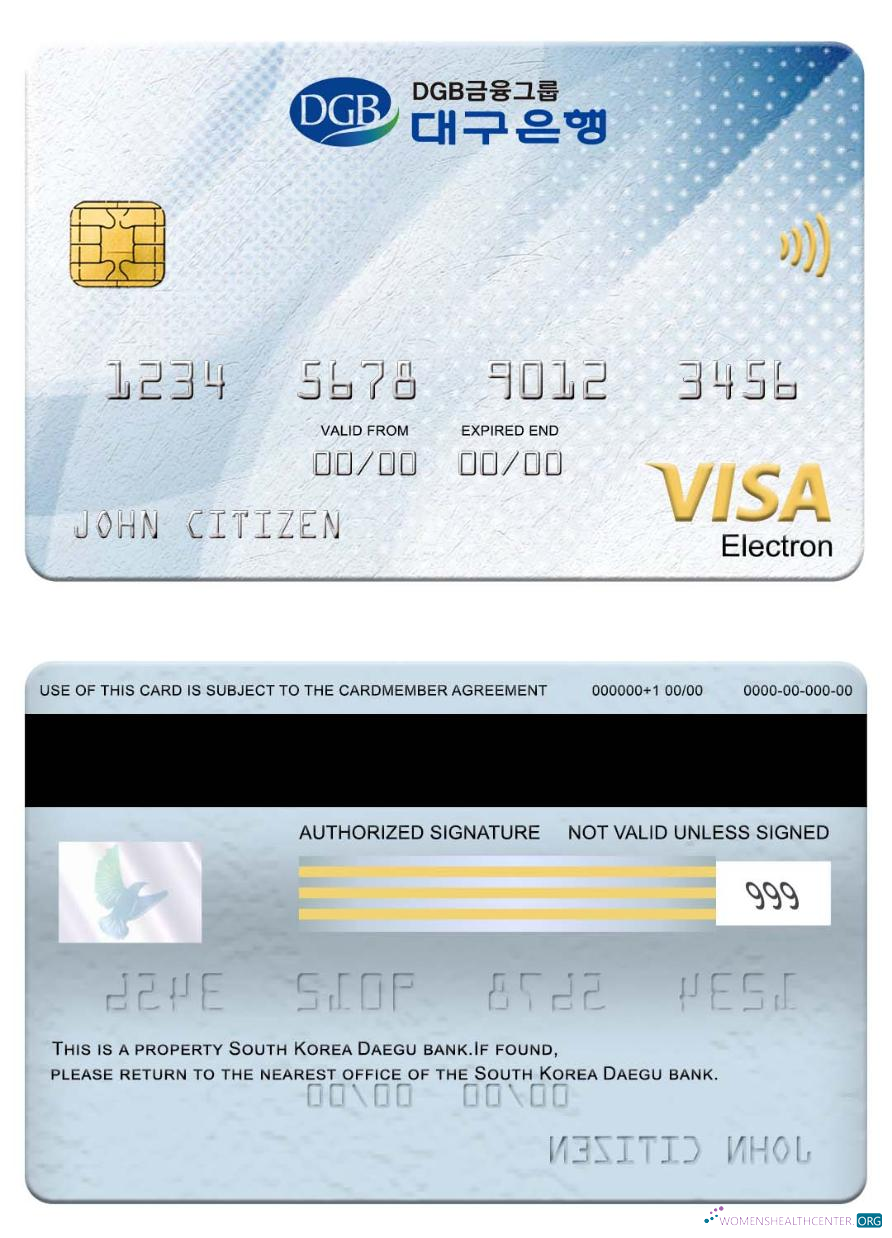 Download South Korea Daegu bank visa electron card Photoshop template